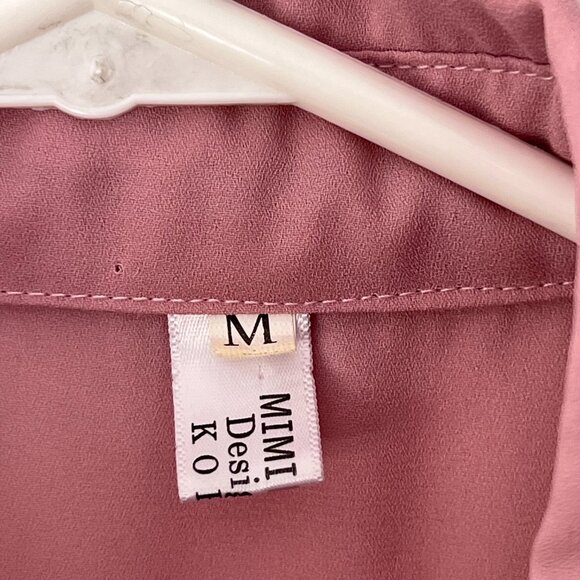 Rose Blush Ruffled Collar Button Down, Medium - Picture 4 of 5